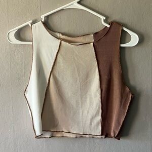SHEIN Neutral Color block Cropped Tank Size Large